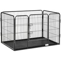 Dog Playpen Enclosure 4 Wire Metal Panels with Lockable Door, Dim. 109L x 74W x 71H cm 109 x 74 x 71 cm