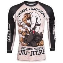 Men's Monkey MMA Boxing Training Tight T-shirt Boxing Suit Sanda Tiger Taekwondo Sports Shirt Gym Fighting Workout Clothes S gray
