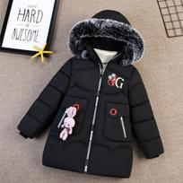 Žieminė mergaitiška šilta pūkinė parka Madinga vaikiška medvilninė parka su kailine apykakle ir gobtuvu Vaikams Vėjo nepraleidžianti striukė Sniego nepraleidžiantys paminkštinti paltai Apranga 16Y 120 raudona