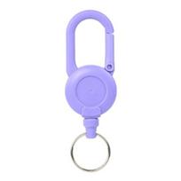 Retractable Keychain with Steel Wire Rope Carabiner Badge Reel Holder Clip Key Ring violetinė