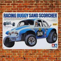 Metal Poster Vintage Rc Car Tin Sign Plaque Tamiya Buggy Sand Scorcher Boxart 20x30cm（7.8x11.8inch） gray