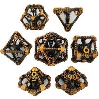 DND Dice Set Metal Hollow Pterosaur TRPG D&D Board Games Dungeons Dragons TRPG D20 Polyhedral Digital Teaching Dice Accessory black