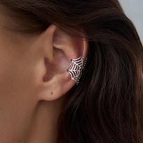 1Pc Punk Gothic Spider Web Ear Cuff Non-Piercing Fake Cartilage Clip Earrings Women Men Creative Trend Jewelry Presents brown