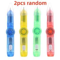 Vibrant Creative Multi-Colored Glitter Fingertip Gyro Pen Mini Ballpoint Pen Children'S Luminous Toy Can Write Rotating Pressure Reducing Pen yellow