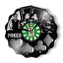 Royale Poker Playing Cards Wall Art Vinyl Record Clock for Man Cave Play Room Casino Home Decor Handicraft Art Retro Wall Clock gray