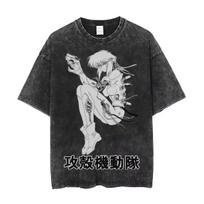 2026 Hot Sale Ghost in The Shell Vintage Tee Ghost in The Shell Merch Anime Washed Vintage Loose Unisex High Quality Hot Product Oversized L gray