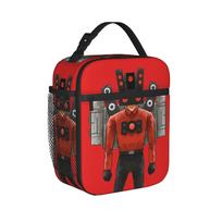 Skibidi Toilet Speakerman Insulated Lunch Bags Large  Reusable Cooler Bag Tote Lunch Box Beach  Outdoor Food Bag One Size black