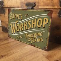 Personalised Workshop Sign Plaque Vintage Garage Shed Retro Shabby 20X30CM gray