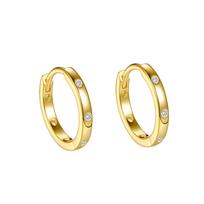 S925 Sterling Silver Mini Huggie Hoop Earrings CZ Inlay  Gold Silver Plated Small Stackable Cartilage Earrings for Women auksas