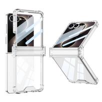 Skirta Samsung Galaxy Z Flip 8 dėklas Skaidrus silikoninis sulankstomas vyris Keturkampė apsauga nuo kritimo Kietas dangtelis su veidrodine plėvele Galaxy Z Flip 8 gray