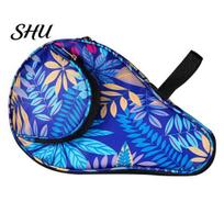 Ping-Pong Paddle Organizer Table Tennis Racket Bag Exquisite Pattern Zipper Closure Anti-scratch Dustproof with Pocket Container Protective mėlyna