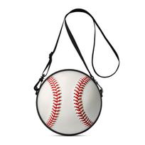 Baseball Print Round Shoulder Bag Casual Messenger Bag for Woman Best Gifts 2D Flat Casual Daily Crossbody Bag black