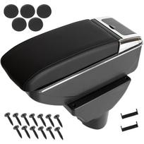 Hyundai i20 I 08-14 Armrest with Storage Compartment, Black Eco Leather, with Mounting Kit juoda