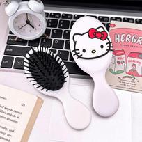 Cute KT Cat Mini Air Cushion Travel Comb for Girls - Portable Cartoon Massage Brush black