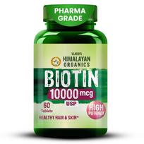 Vlado Himalayan Organics Biotino 10000 mcg tabletės Plaukų, odos, nagų palaikymo maisto papildas vyrams, moterims 60 tablečių pakuotė