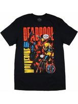 Marvel vyriški marškinėliai Deadpool ir Wolverine Geriausi draugai Suaugusiems trumpomis rankovėmis su apvalia iškirpte S juoda
