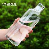 500/650 ml didelės talpos stiklinis butelis su laiko žymeklio dangteliu vandens gėrimams as the picture gray