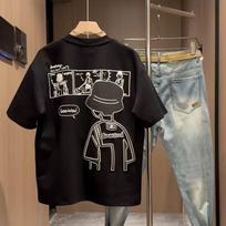 Mens Summer Cartoon Printed Crew Neck Short Sleeve Casual Daily T Shirt S juoda