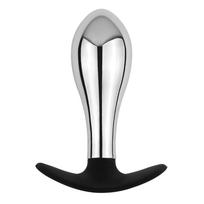 SuperLove Teardrop Metal Butt Plug with Silicone Base Silver Large