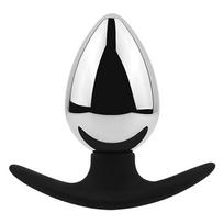 SuperLove Metal Butt Plug with Silicone Base Silver Large