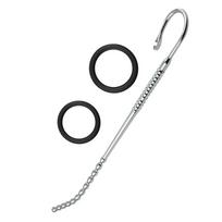 SuperLove Stainless Steel Beaded & Curved Urethral Dilator with Silicone Glans Ring