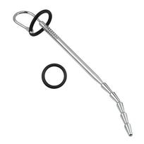 SuperLove Stainless Steel Curved Urethral Dilator with Silicone Glans Ring
