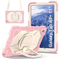 For Samsung Tab A9+ 5G 11 inch SM-X210 X215 X216B X218U Case Kids Tablet Cover for Samsung A11+ (5G) 11' SM-X230 SM-X236B+ Strap Tab A9 Plus 11 inch rožinio aukso spalvos