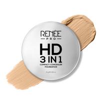 RENEE PRO HD 3 In 1 Compact,Concealer, Foundation - Ivorie, SPF 20, Matte Finish, High Coverage, Ultralight & Silky Smooth Finish, Enriched With Vi white