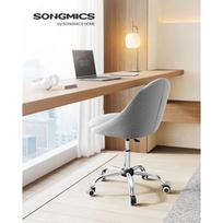 SONGMICS Homeoffice OBG020G01 Pasukamas biuro kėdė, Stalo kėdė, Putų užpildas, Reguliuojamas aukštis, Skirta studijoms, miegamajam, Pilka pilka spalva
