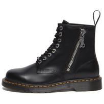 Dr. Martens 1460 Zip Juodos poliruotos lygios odos apvalus pirštas suvarstomi iki pusės blauzdos batai Unisex batai 32003001 36 black