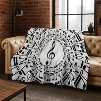 Šokanti muzika Muzikinė nata Instrumentas Animacinis flanelinis pledas, Jaukus minkštas pledas namams Miegamajam Lovai Sofai Dangalas Dovana Vaikui 75x90cm white