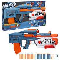 Hasbro Nerf Elite 2.0 Motoblitz CS-10 Blaster with Two Firing Modes: 10 darts fired by motorized firing or 6 darts fired by airblitz. Includes a gray