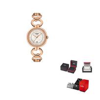 TISSOT Flamenco Kolekcijos Kvarcinis Mechanizmas Moteriškas Laikrodis 26mm Perlų Spalvos Ciferblatas T094.210.33.116.01 Rose Gold Strap beige