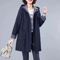 Casual Jacket Windbreaker Women's's Mid Length Spring and Autumn Female Pocket Loose Korean Version Hooded Women's's Jacket XS violetinė