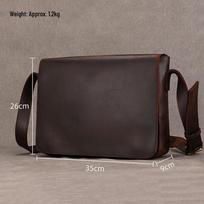 Men's Crazy Horse Leather Crossbody Bag: Genuine Leather Single Shoulder Briefcase with A4 Storage, Flap Design, and 13-inch Capacity for Commuting. black