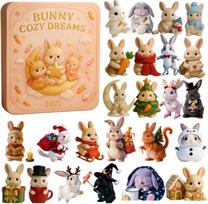 Rabbit Ornament 2025 Christmas Advent Calendar Warm-Hearted Rabbit Dreamland 24 Days Christmas Countdown Calendar Xmas Decor rožinė