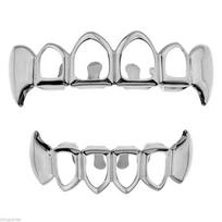 Hip Hop Teeth Grillz Set Silver Gold Tooth Top Bottom Punk False Dental Grills for Women Men Body Jewelry Cosplay Party sidabras