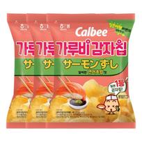 Haitai Calbee Potato Chips Salmon Sushi Flavor Crispy Savory Snack 96g x 3 Pack white
