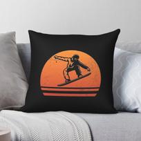 Vintage Snowboard Sunset Square Pillowcase Polyester Linen Velvet Creative Zip Decorative Home Cushion Cover 30X30CM orange