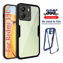 Fundas For Xiaomi Redmi 13C 4G 360 Full Body Coverage Phone Case On 12C 12 10 10A 10C 9A 9C 5G Shockproof Transparent Back Cover For Redmi 13C 4G juoda