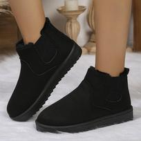 Moteriški plačios pėdos guminiai sniego batai, su pliušiniu pamušalu neslystantys ankle boots, žieminiai šilti ankle boots didmeninė prekyba 36 juoda