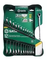 SATA 13 dalių dvigubo reketo kombinuotų raktų rinkinys su X-Beam dizainu, metrinis, 8-21 mm, chromo vanadžio plienas, pūsto plastiko dėžutė