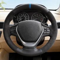 Suede Car Steering Wheel Cover For BMW F20 2012-2018 F45 2014-2018 F30 F31 F34 2013-2017 F32 F33 F36 Auto Accessories Black Thread gray