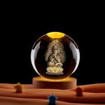3D Carved Crystal Night Light: Buddha, Guanyin & Ksitigarbha Bodhisattva Zen Ornament 6 cm black
