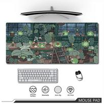 Aesthetic Soothing Frog Green Plant Mouse Pad Calm Foliage Mousepad Thickened Nonslip Desk Mat for Home Office 800x300x2mm gray