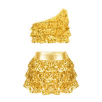 Merginos Metalinis Trumpas Viršutinis Drabužis Vienos Peties Liemenė Klostės Blizgučiai Berankoviai Sluoksniuoti Šortai Culottes 9-10 Years karšta rožinė spalva