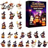 Indoor Outdoor Home Decor Halloween Advent Calendar 2026 24 Days Surprise Countdown with Gift Acrylic Ornaments for Party Favors Holiday Hanging A black