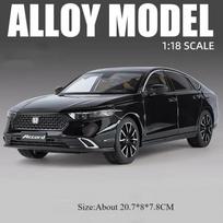 1:18 Mustang Gt500 Accord Alloy Cars Diecast Models Toys 4 Doors Opened With Sound Light Pull Back Vehices Kids Birthday Present black