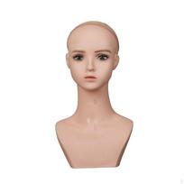 Mannequin Head with Shoulders PVC Material Shoulder Photo Prop for Salon Owners, beige