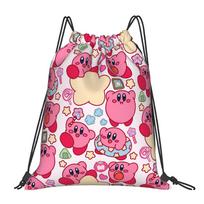 Custom K-Kirbys Drawstring Backpack Sports Gym Bag for Men Women Cartoon Shopping Sackpack One Size pink